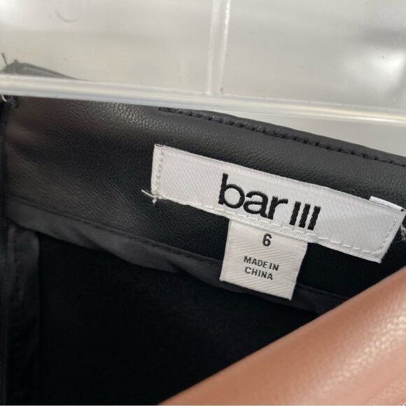 Bar iii Women’s Square Color Block Black and Brown Faux Leather Pencil Skirt 6 - Picture 2 of 3
